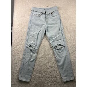 ATELIER Womens High Rise Flip over Waist Straight Leg‎ Open Knee Jeans 28x29
